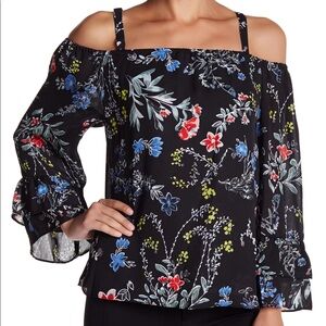 Parker Black Floral Off-Shoulder Top